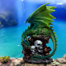 Load image into Gallery viewer, Green Dragon Figurine Gothic Resin Statue Fantasy Decor Collectible Ornament 23cm