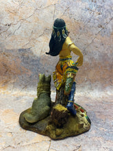 Load image into Gallery viewer, Resilient Tribal Warrior Woman Statue with Loyal Wolf, Exquisite Resin Craftsmanship, 22x17cm – Empowering Home Decor-OsirisTradingUK