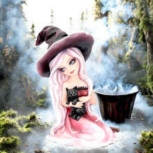 Load image into Gallery viewer, Rosa 15cm Witch Figurine with Black Cat | Cute Handcrafted Resin Ornament