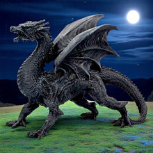 Laden Sie das Bild in den Galerie-Viewer, Dragon Watcher Obsidian Statue Dark Fantasy Decor Gothic Collectible Figurine Art