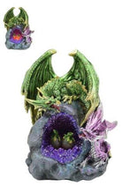 Load image into Gallery viewer, Enchanting Dragon with LED Light | Mystical Fantasy Decor | Unique Dragon Egg Sculpture | Resin Collectible Ornament
