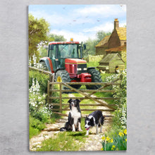 Load image into Gallery viewer, MACNEIL STUDIOS - TRACTOR & COLLIES Ceramic Art Tile 30x20cm - Farm Scene Decor