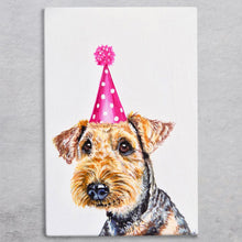 Load image into Gallery viewer, Party Airdale Terrier Ceramic Art Tile by Victoria Coleman - 20x30cm - Dog Lovers' Home Decor