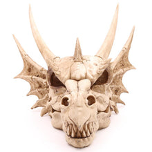 Laden Sie das Bild in den Galerie-Viewer, Large Dragon Skull Sculpture - Gothic Mythical Decor Resin Figurine