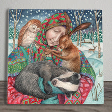 Load image into Gallery viewer, In The Arms Of Grace" Ceramic Art Tile by Wendy Andrew | Ready to Hang | 20x20cm | Stunning Animal-Themed Wall Art
