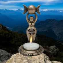 Load image into Gallery viewer, Spiral Goddess Tea Light Holder 12cm - Exclusive Bronze Wiccan Candle Holder