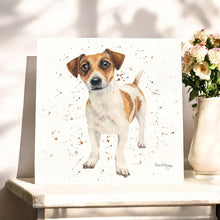 Load image into Gallery viewer, Joey Jack Russell Dog Art Tile by Bree Merryn 20x20 cm Ceramic Wall Decor Ready to Hang Cute Dog Gift Boxed