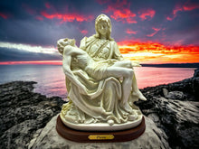 Load image into Gallery viewer, Michelangelo La Pieta Resin Statue on Wood Base, 32x26cm – Evocative Christian Art for Spiritual Enrichment and Contemplative Decor