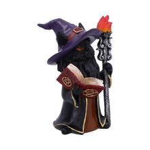 Laden Sie das Bild in den Galerie-Viewer, Black Wizard Cat Figurine Mystic Witchcraft Statue Fantasy Gothic Spellcaster Ornament