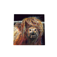 Load image into Gallery viewer, COLIN HIGHLAND COW Ceramic Art Tile by Pankhurst Gallery - 20x20 cm - Ready to Hang on Wall