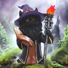 Laden Sie das Bild in den Galerie-Viewer, Black Wizard Cat Figurine Mystic Witchcraft Statue Fantasy Gothic Spellcaster Ornament