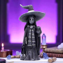 Load image into Gallery viewer, Little Souls Gleam Gothic Figurine Black Coat, Spell book & Owl Wiccan Altar Decor