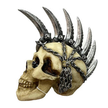 Laden Sie das Bild in den Galerie-Viewer, Mohawk Blade Skull Statue - Gothic Decor Halloween Skeleton Figurine Ornament
