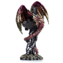 Load image into Gallery viewer, Celtic Cross Guardian Dragon Figurine - Treasure Protector Statue Fantasy Ornament