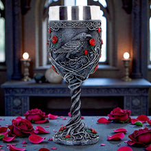 Load image into Gallery viewer, Raven Goblet Gothic Chalice Cup with Stainless Steel Insert Dark Romantic Decor
