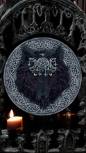 Load image into Gallery viewer, Black Wolf Celtic Pagan Wall Hanging Resin Plaque - Mystical Wiccan Home Decor 20cm