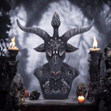Load image into Gallery viewer, Baphomet Bust Statue 33cm - Occult Decor, Hand-Painted Resin with Sun & Moon Motifs