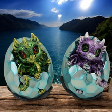 Load image into Gallery viewer, Dragon Hatchling Coin Banks 12cm - Mythical Baby Dragons in Crystal Egg Piggy Banks