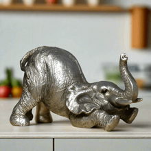 Load image into Gallery viewer, Antique Silver Effect Elephant Statue Ornament Wild Animal Gift Safari Sculpture