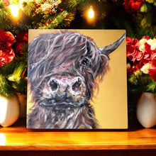 Load image into Gallery viewer, MINI MCMOO Highland Cow Ceramic Art Tile by Sam Fenner 20X20 cm | Wall Decor
