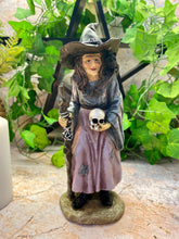 Load image into Gallery viewer, Enchanting Resin Witch Figurine with Skull and Staff, Mystical Sorceress Statue, Halloween Decor, Magical Fantasy Ornament-OsirisTradingUK