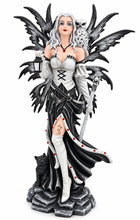 Load image into Gallery viewer, Gothic Winter Fairy Figurine Owl Black Cat Lantern Fantasy Statue Resin 31cm