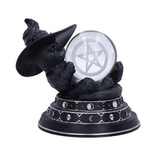 Laden Sie das Bild in den Galerie-Viewer, Witch's Familiar Cat Figurine Crystal Ball Gothic Wiccan Ornament Pagan Occult Art
