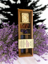 Load image into Gallery viewer, Incense Gift Set - Sandalwood & Lavender Cones & Sticks with Ceramic Holder in Wooden Box - Aromatherapy Meditation Gift