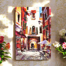 Load image into Gallery viewer, European Holiday Ceramic Art Tile by Brent Heighton 30x20 cm - Wall Decor Ready to Hang | Vibrant Mediterranean Street Scene | Interior Design Art Gift