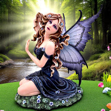 Laden Sie das Bild in den Galerie-Viewer, Enchanted Kneeling Fairy Figurine Butterfly Wings Enchanted Gothic Fantasy Decor