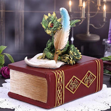 Load image into Gallery viewer, Gothic Dragon Trinket Box with Quill Fantasy Book Decor Statue Magical Gift Idea