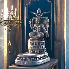 Load image into Gallery viewer, Exclusive Baphomet's Devotion Tea Light Holder – 17cm Gothic Occult Candle Holder