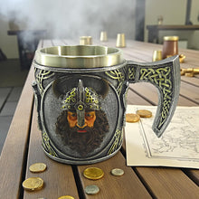 Load image into Gallery viewer, Medieval Viking Tankard with Axe Handle Norse Warrior Mug Beer Stein Fantasy