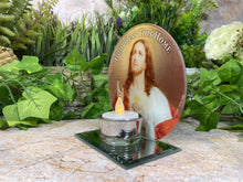 Laden Sie das Bild in den Galerie-Viewer, Sacred Heart of Jesus Glass Votive Light Holder Catholic Devotion Gift-OsirisTradingUK