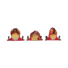 Laden Sie das Bild in den Galerie-Viewer, Three Wise Comical Birds Figurines See Hear Speak No Evil Wisdom Ornaments