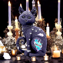 Load image into Gallery viewer, Nine Lives Gothic Cat Figurine – 22cm Collectible Resin Decor with Celestial Symbols,