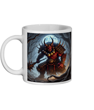 Load image into Gallery viewer, Oni Demon Warrior Mug - 11 oz Ceramic Coffee Cup with Dark Fantasy Art