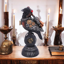 Load image into Gallery viewer, Steampunk Raven Statue - Victorian Mechanical Bird Figurine Gothic Home Decor 24cm
