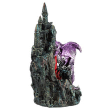 Load image into Gallery viewer, Light-Up Castle Dragon Statue - Purple Guardian Figurine Gothic Decor LED Ornament