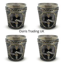 Laden Sie das Bild in den Galerie-Viewer, Gothic Shot Glasses Set of 4 - Medieval Tableware Decor Knights Templar Altar