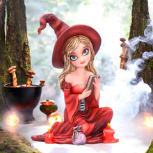 Load image into Gallery viewer, Rina Witch Figurine 15cm | Cute Witch Statue with Book and Candles | Fantasy Decor