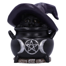 Load image into Gallery viewer, Peek-a-Brew Cat in Cauldron Ornament – 14.5cm Light-Up Gothic Decor