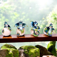 Load image into Gallery viewer, Set of 4 Hatching Dragonling Figurines Fantasy Baby Dragons in Eggs Set Ornaments