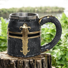 Load image into Gallery viewer, Crusader Tankard - Medieval Knight Mug with Stainless Steel Insert, Gothic Drinkware