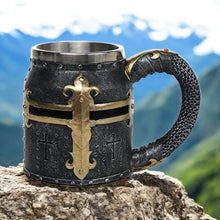Load image into Gallery viewer, Crusader Tankard - Medieval Knight Mug with Stainless Steel Insert, Gothic Drinkware