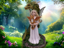 Load image into Gallery viewer, Guardian of the Grimoire Dragon and Fairy Figurine | Protector of the Mystical Tome | Handcrafted Resin Fantasy Collectible-OsirisTradingUK