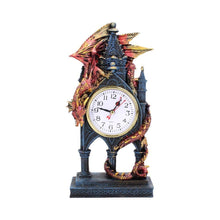 Load image into Gallery viewer, Gothic Red Dragon Clock Medieval Fantasy Timepiece Halloween Horror Home Decor