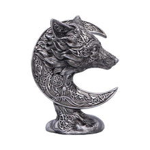 Load image into Gallery viewer, Celtic Crescent Wolf and Moon Ornament Knotwork Sculpture ancient symbolism
