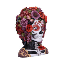 Laden Sie das Bild in den Galerie-Viewer, Gothic Festival Skeleton Bust Day of the Dead Sugar Skull Figurine with Flower Crown