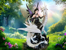 Load image into Gallery viewer, Enchantress & Dragon Figurine - Mystical Gothic Fairy with White Dragon Statue | Fantasy Resin Art | Collector's Magic Decor Piece-OsirisTradingUK